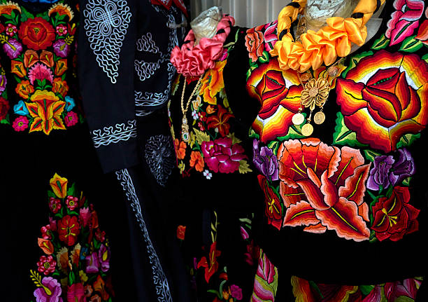 Portrait of young chiapanecas (traditional mexican dancers) outdoors