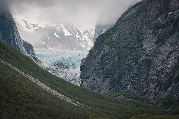 Valley in Endicott Arm with lowering fog and hidden glacier