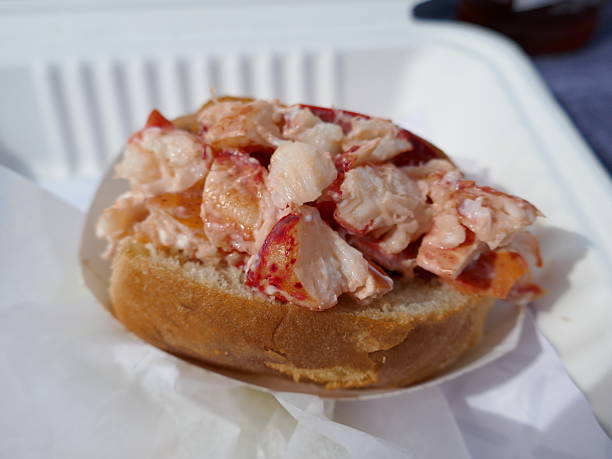 New England lobster roll seafood sandwich ready to eat