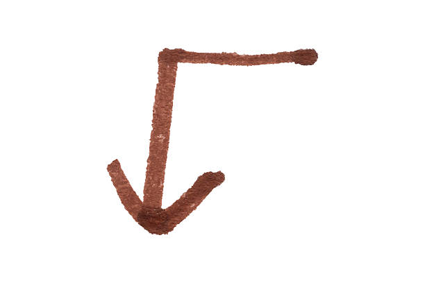 hand drawn arrow with brown marker pen on white background