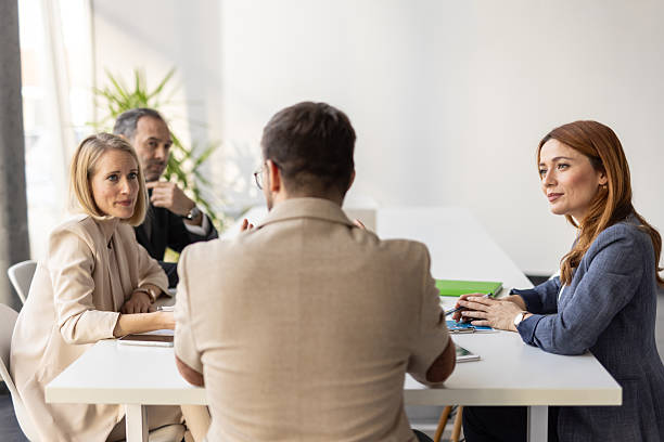 Focused business meeting with professional team dynamics