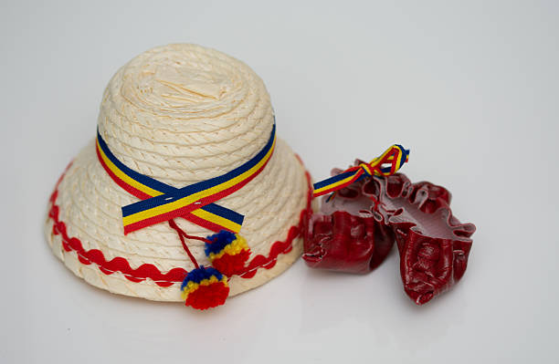 straw hat on white  background ,Maramures,ROMANIA