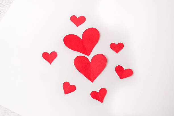 istock Red paper hearts isolated on white background, paper art copy space for text 2208413242