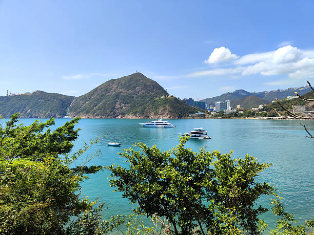 panoramic view of idyllic Deep Water Bay, in the southern part of Hong Kong Island.
