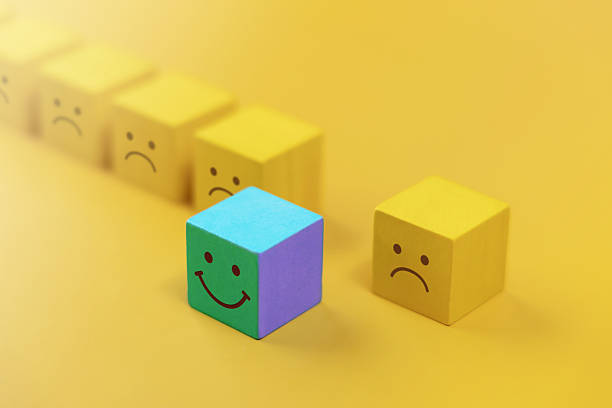 istock Different, Talent and Outstanding Concept. a Unique Smiling Cube that Stand Out among Crowd 2208424979