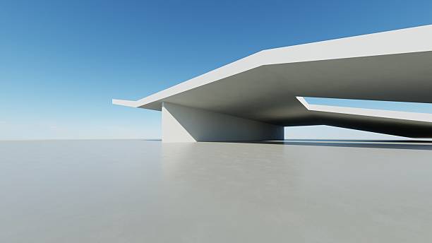 istock 3d render of abstract modern curve architecture with empty cement floor, minimal exterior, car presentation background 2208428734