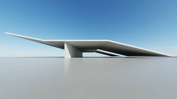 istock 3d render of abstract modern curve architecture with empty cement floor, minimal exterior, car presentation background 2208428736