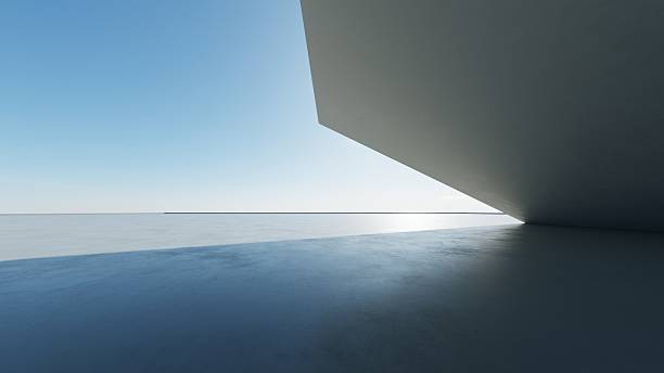 istock 3d render of abstract modern curve architecture with empty cement floor, minimal exterior, car presentation background 2208428749