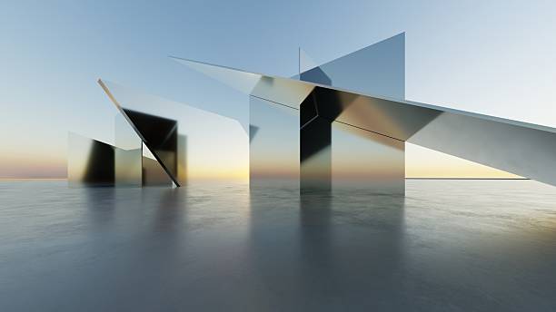 istock 3d illustration of abstract minimal architecture background, geometric architectural with chrome or metallic arch design 2208428751