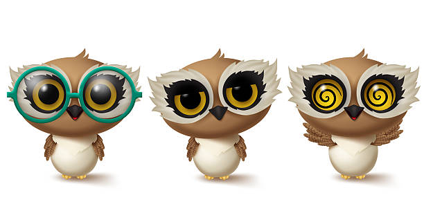 istock Owls animal characters vector set. Animals owl bird character in standing pose and gestures 2208433140