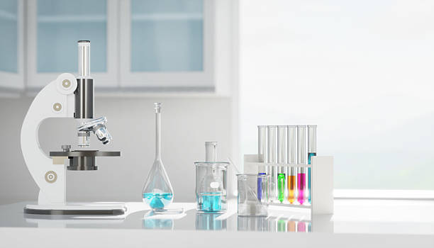 istock 3D Laboratory equipment stands ready for scientific experimentation in bright lab 2208433955