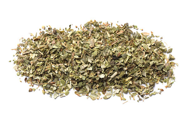 istock Pile of dried oregano isolated on white, top view 2208438659