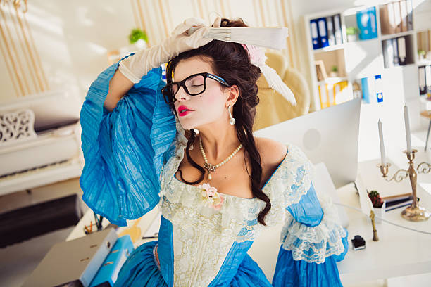 istock Young woman dressed in elegant vintage attire blending historical and modern elements, portraying a noble figure 2208438688