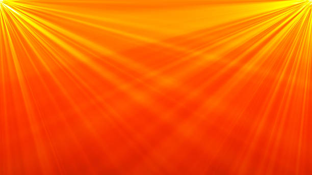 Yellow orange warm light effect, sun rays, golden beams isolated on light background. Orange spotlight on stage isolated on light background, for blending mode.