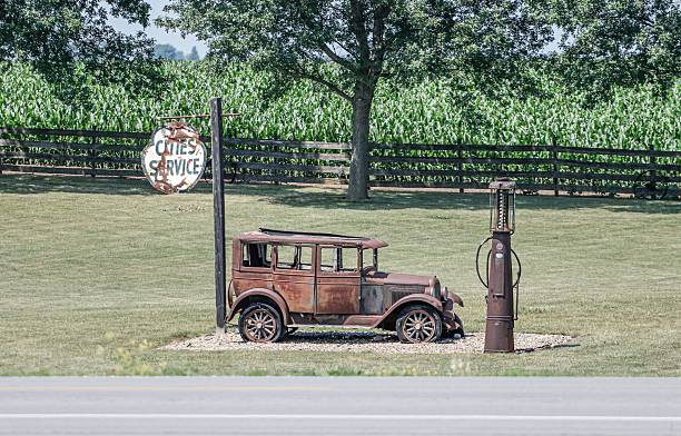 Williams, USA - July 8, 2008:  old retro filling station   in Williams, USA. In 1926,Highway 66 was established and  today, all of downtown Williams is on the National Register of Historic Places.