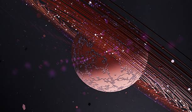 Ring of stars, planets, orbit, space, 3D illustration