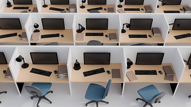 istock A 3d rendering of repetitive pattern of office cubicles 2208449778