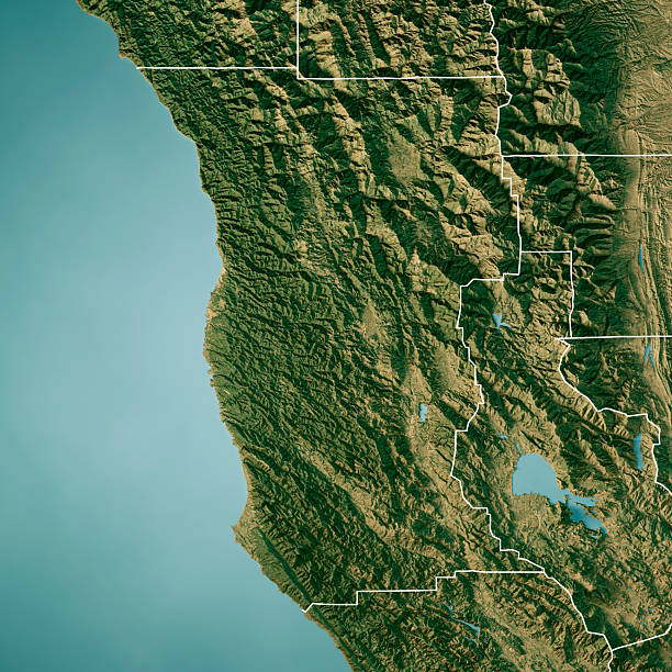 istock Mendocino County Satellite Topographic Map 3D Render True Color Border 2208451005