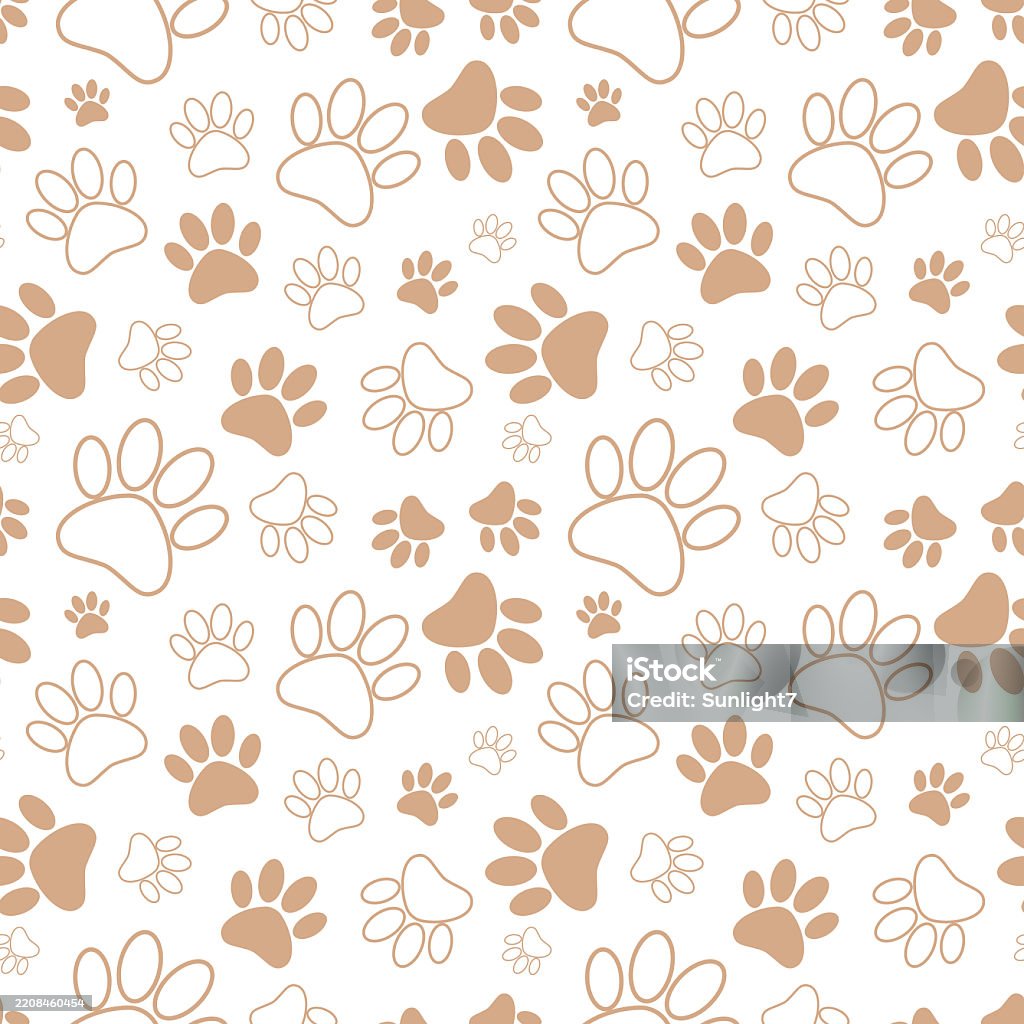 Paw Pattern Background Seamless Pet Paw Pattern Background Stock Illustration - Download Image ...