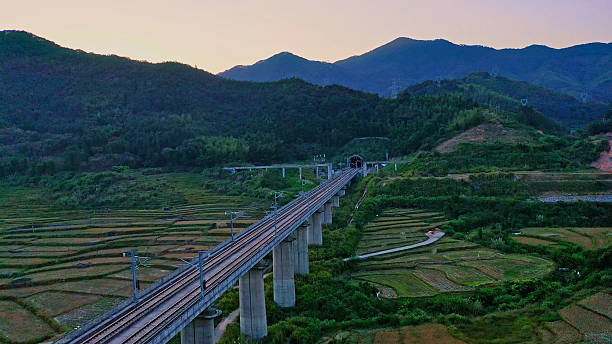istock China Railway Highspeed on terraced fields,China,Asia.Rice field,Rural scenery. 2208468041