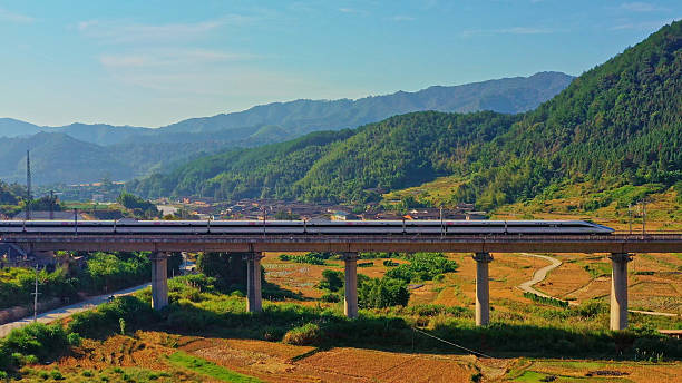 istock China Railway Highspeed on terraced fields,China,Asia.Rice field,Rural scenery. 2208468096