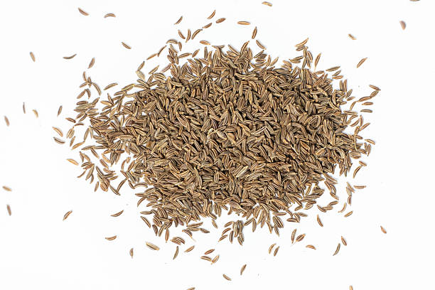 istock Dried Cumin Seeds Close-Up Culinary Ingredient on White Top View 2208472837