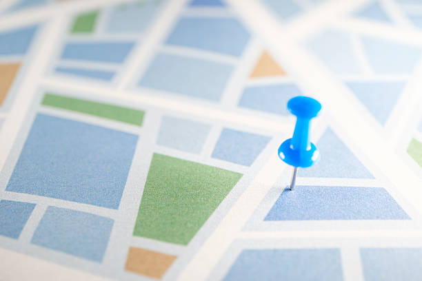 istock Thumbtack on Road Map, Travel and Navigation Concept 2208473538