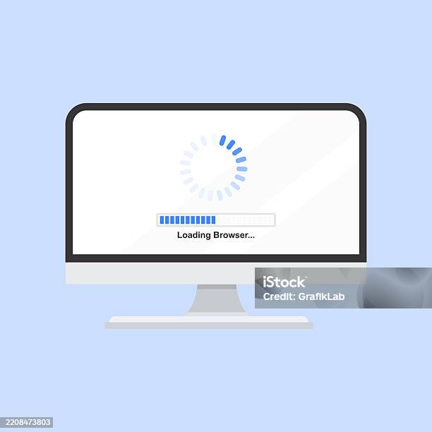 Illustration Browser Loading Computer Screen Progress Bar Stock ...