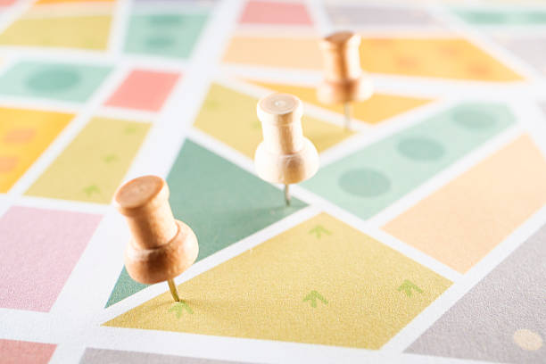 istock Thumbtacks on Road Map, Travel and Navigation Concept 2208475187