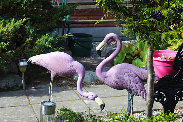 istock Two big pink garden flamingos 2208477101