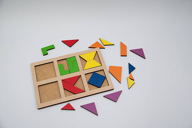 children's puzzles inserts assemble a colored square on a white background