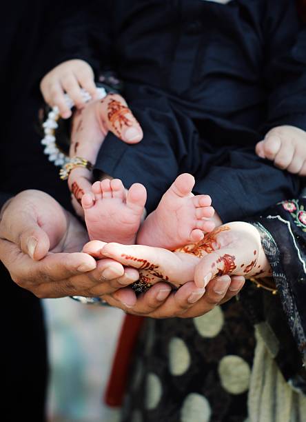 Baby feets on Couple hands