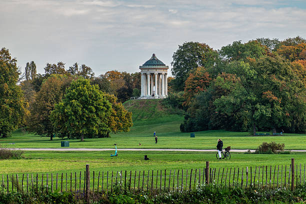 Munich, Germany - Oct 14, 2024: Monopteros - Greek style temple in Englischer Garten. Munich in Germany