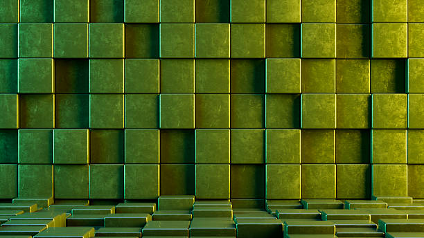 istock Block shape exhibition background with neon lights 2208478181