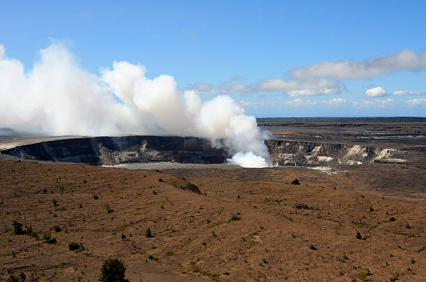 Smoke pouring from Kilauea volcano on big island Hawaii