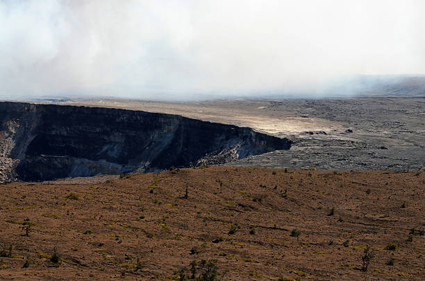 Smoke pouring from Kilauea volcano on big island Hawaii