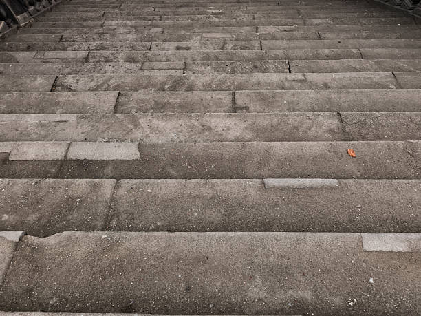 Worn stone steps showing signs of age and weathering, creating a textured urban background in prague, czechia in vojan gardens
