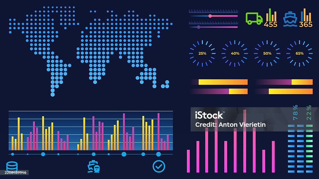 Continuous Markets Vector Illustration Charts And Abstract Logistics Lines Reflect ...