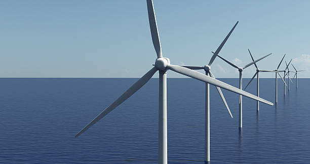 istock Wind power plant, wind generators on water, wind park 2208490282