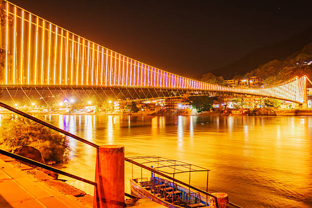 istock Ram Jhula Bridge Illuminated at Night in Rishikesh, India 2208499905