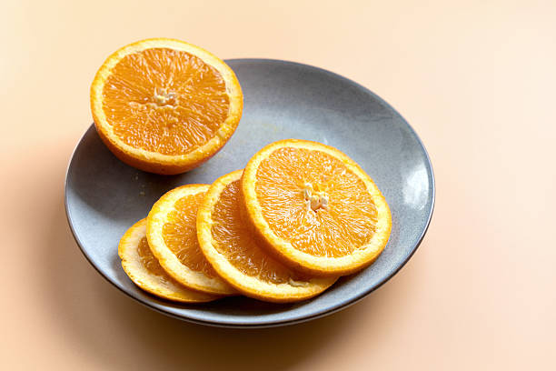 istock Sliced juicy orange on a plate 2208502657