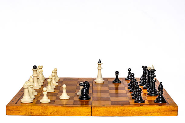 istock Chessboard with Complete Set of Chess Pieces Ready for Play 2208503259