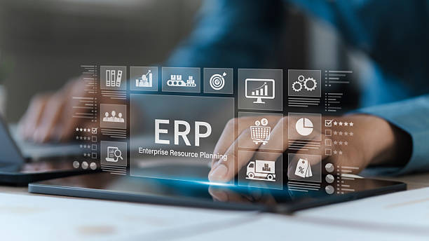 istock Enterprise resource planning concept. Businessman using tablet and laptop for business management planning and company improvement. Technology, Network, Enterprise resource planning. 2208504012