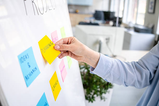 istock Sticky notes are used for brainstorming and organizing project ideas in a modern office setting 2208506354