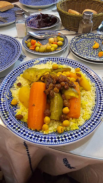 istock Saffron Couscous with beef and vegetables served with traditional plate 2208513995