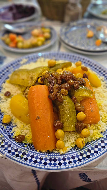 istock Saffron Couscous with beef and vegetables served with traditional plate 2208514005