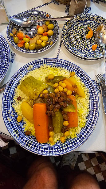 istock Saffron Couscous with beef and vegetables served with traditional plate 2208514007
