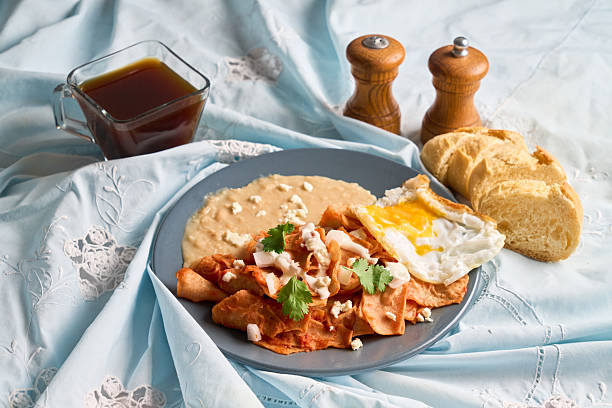 A Closeup of chilaquiles dish at a restaurant at a luxury resort in Los Cabos, Cabo San Lucas, Mexico