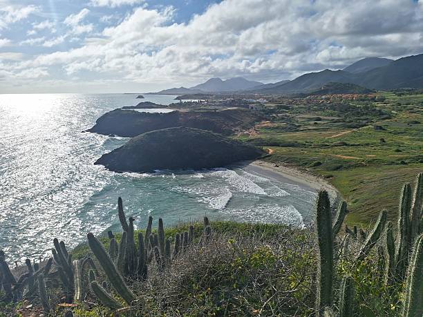 istock Beautiful landscape view with sea and mountains 2208515159