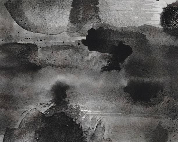 istock Dark abstract watercolor texture in black and gray tones. Artistic background with fluid ink washes, organic stains, and expressive brushstrokes. Perfect for design projects, posters, and branding 2208527627